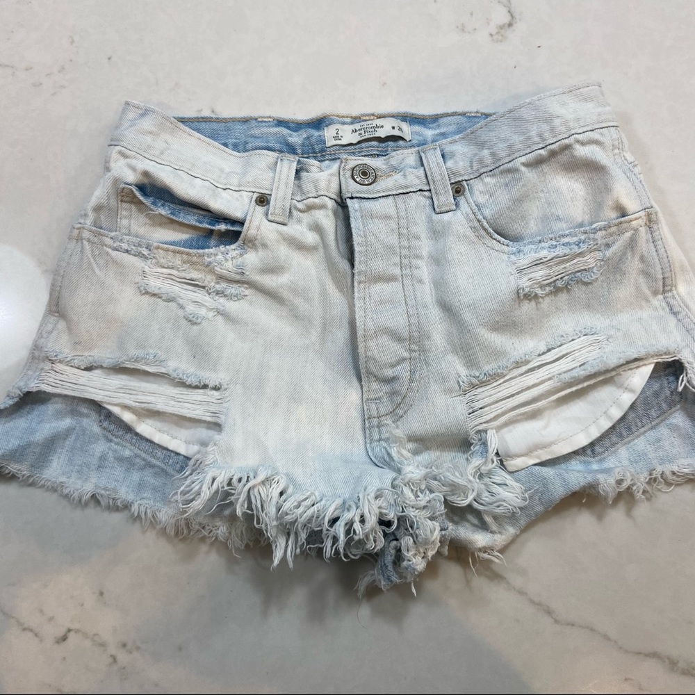Abercrombie Light wash high waisted denim cutoff shorts